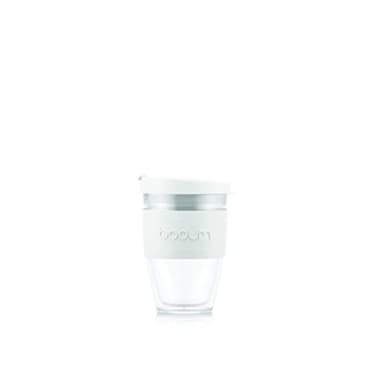 BODUM JOYCUP 11889-913S Tasse de voyage à double paroi avec couvercle à vis 0,25 L en plastique, blanc cassé