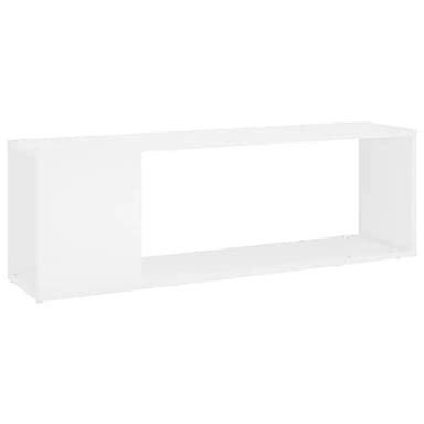 vidaXL Meuble TV, Armoire de Télévision avec 2 Étagères, Meuble Télé avec Rangement Salle de Séjour, Scandinave, Blanc Bois d'Ingénierie