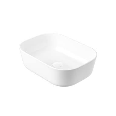 Eridanus Évier de salle de bain rectangulaire à poser – Lavabo carré en porcelaine vitreuse – Lavabo en céramique pour toilettes, vestiaires – Blanc brillant – 465 x 325 x 135 mm