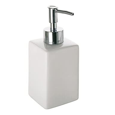 Gedy Queenstown Dosasapone, Dimensions et Poids : 16, 5 x 6,5 cm et 0,48 kg, Distributeur de Savon en céramique écologique, Finition Blanche, Design R&D, 2 Ans de Garantie, Unique