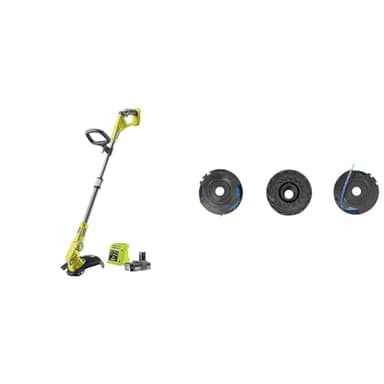 Ryobi- Coupe-Bordures/Dresse-Bordures 18V One+ - 25/30 cm (1 x 2 Ah) - RLT183220S & Lot de 3 Bobines Simple Fil Ø 1,6mm, Longueur 4,5m pour Coupe-Bordure Électrique
