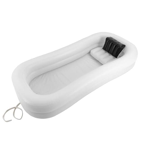Baignoire de douche gonflable pliable - 10 l - En PVC médical - Avec pompe à air - 220 x 100 x 38 cm - Système de douche portable au lit - Pour personnes handicapées, personnes âgées