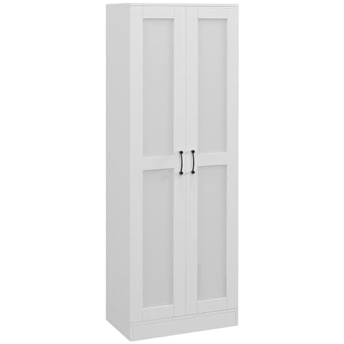 HOMCOM Armoire 2 Portes Meuble de Rangement avec 4 étagères, Style Contemporain, multifonctionnelle pour Chambre, Bureau, Cuisine, 60L x 36,5l x 175H cm, Blanc