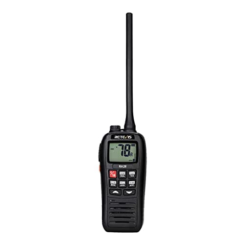 Retevis RA26 VHF Marine Radio, VHF Portable Etanche, IP67 Flottant Étanche, Moniteur Scan, Double/Tri Veille, USB Charge, Talkie Walkie Professionnel Marine pour International (1 Pièce, Noir)