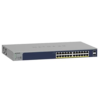 NETGEAR (GS724TP V3) Smart switch Ethernet PoE Web Manageable 26 ports Gigabit via cloud Insight, switch RJ45 24 ports PoE+ @ 190 W, 2 ports SFP 1 Gigabit, bureau/en rack et protection à vie ProSAFE