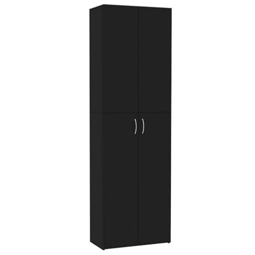 vidaXL Armoire de Bureau, Meuble de Rangement avec Portes et Poignées, Armoire de Stockage de Fichers Documents, Noir Bois d’Ingénierie