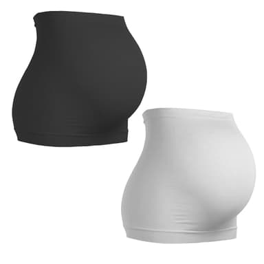 LATRAT Lot de 2 ceintures de soutien abdominal de maternité réglables pour la grossesse et la puerpéralité (gris, noir)