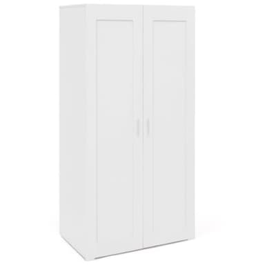 IDMarket - Armoire 2 Portes VITO Blanc penderie 80 cm avec étagères Rangement Maxi capacité