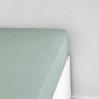 Drap Housse 140X190cm 2 Personnes Jersey Uni Essential Celadon, Vert