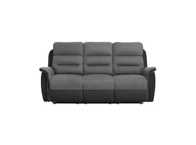 LOUNGITUDE - Canapé de Relaxation Manuel 3 Places en Simili et Microfibre - Noir/Gris