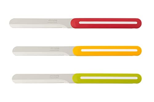 Arcos - Ensemble de couteaux de parage de 3 pièces en acier inoxydable. Ensemble de couteaux de cuisine coloré pour peler les fruits et légumes. Poignée ergonomique et lame de 100 mm. Série B-Line.