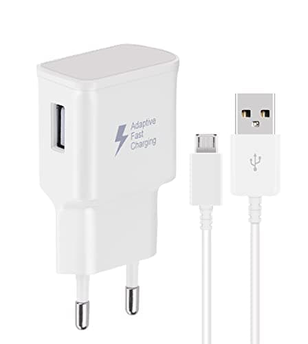 DBZYLN Chargeur + Micro USB Câble Compatible avec Samsung Galaxy S7 S6 Edge S4 S3 A6 J8 J7 J6 J5 J3 Note5 Note4 Note2 Tab S Tab S2, AFC Chargeur Rapide avec Câble 1.5m Android Universel - Blanc