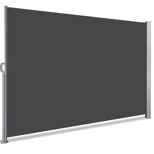VOUNOT® Store Latéral Vertical Paravent Rétractable Protection Solaire 180x300cm Auvent Rétractable avec Housse de Protection Brise Vue Rétractable pour Balcon, Jardin, Terrasse Gris Foncé