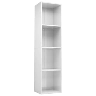 vidaXL Bibliothèque/Meuble TV, Armoire de Télévision avec Compartiment, Étagère à Livres de Salon Intérieur, Moderne, Blanc Brillant Bois d’Ingénierie