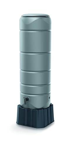 YourCasa Recuperateur d Eau de Pluie [CircleTower] 110L avec Pied, Couvercle et Robinet – recuperateur Eau de Pluie récupérateur Eau de Pluie – Réservoir d'eau de Pluie Reservoir Eau de Pluie (Gris)