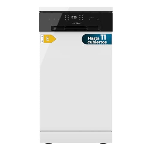 Cecotec Lave-vaisselle Indépendant de 45 cm Bolero Aguazero 4201 E, 11 Couverts, 6 Programmes avec Dual Zone Wash, Départ Différé jusqu'à 24 heures avant et AquaStop Électronique, Plateau à Couverts
