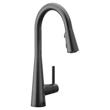 Moen 7864BL Sleek One-Handle High Arc Pulldown Kitchen Faucet Featuring Power Clean, Matte Black