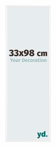 yd. Your Decoration - Cadre photo 33x98 cm - Blanc Brillant - Cadre Photo en Plastique Avec Verre acrylique - Anti-Reflet - Cadre 33x98 - Evry