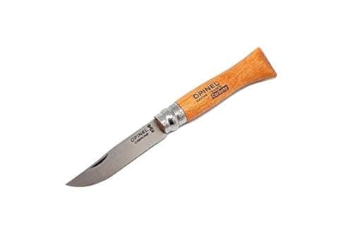 Opinel Couteau N°6, Acier au Carbone XC90, Facilité d'entretien, Résiste à la Corrosion, Manche en hêtre Vernis incolore, Lame de 8,5 cm, avec Bague de Double sécurité Virobloc