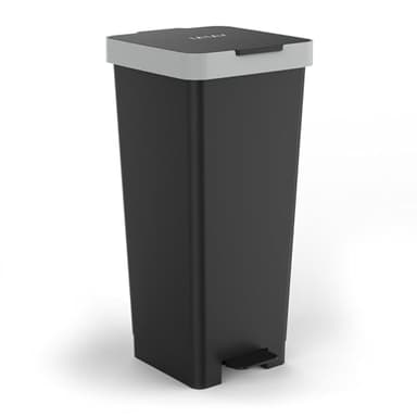 TATAY Poubelle avec pédale Smart, capacité 40 l, pédale rétractable, polypropylène, sans BPA, sac poubelle 45 l, couleur noire, dimensions 33 x 31 x 67 cm