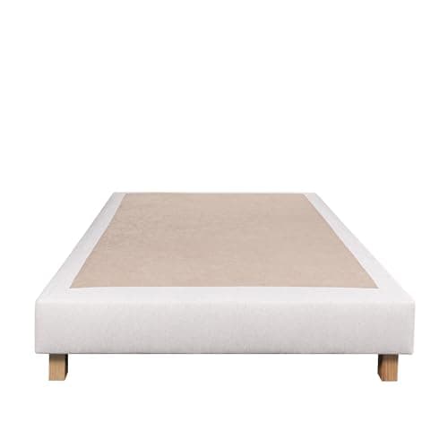 Luxury Literie Sommier tapissier 160x200, Beige, Gamme Prestige Hôtel, Bois Massif + Pieds offerts