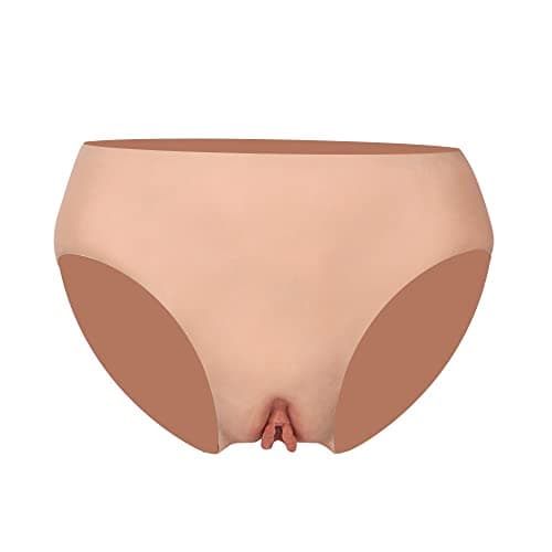 WISFANCY Culotte en Silicone réaliste Fausse Chatte sous-vêtements pour travestis Culotte de Hanche et de Fesses Cachant la gaffe String Slip pour Transgender Dragqueen Crossdresser Cosplay, Nude