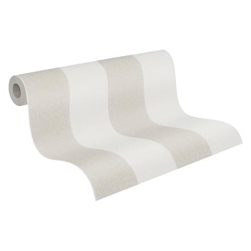 A.S. Création Pure Elegance papier peint intissé à rayures 0,53 x 10,05 m - marron, beige, crème - papier peint à rayures Made in Germany - 948342