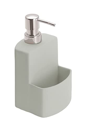 WENKO Distributeur Liquide Vaisselle, Distributeur Liquide Vaisselle Porte éponge, Festival, Gris, capacité de 380 ML, 10 x 18 x 10 cm