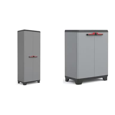 Keter Armoire Utilitaire STILO - Rangement en Résine Multifonctions - Étagères et Pieds Ajustables - Armoire Basse