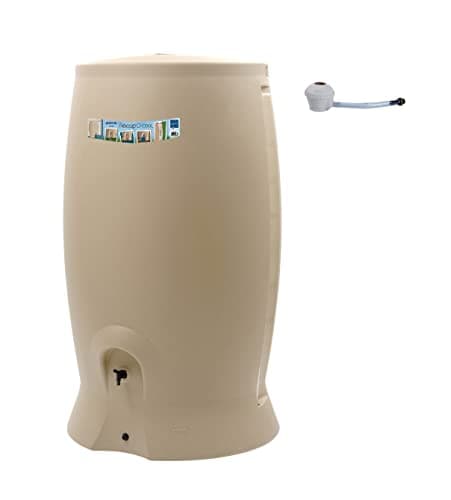 EDA - Récupérateur d'eau RÉCUP'O 1000 L - Kit Collecteur Filtrant Inclus - Bille Indicatrice de Niveau d'eau - Bouchon de Vidange + Robinet à Embout - Beige