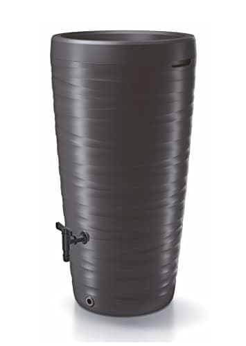 Spetebo Récupérateur d’eau de pluie design en plastique de 240 l avec robinet et bac à plantes comme couvercle – Anthracite – Résistant aux intempéries et au gel
