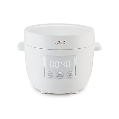 Yum Asia Tsuki Mini cuiseur à riz avec bol en céramique Shinsei (2,5 tasses, 0,45 litre) 5 fonctions de cuisson du riz, 2 fonctions multicuiseur, affichage LED caché, 220-240V (Pebble White)