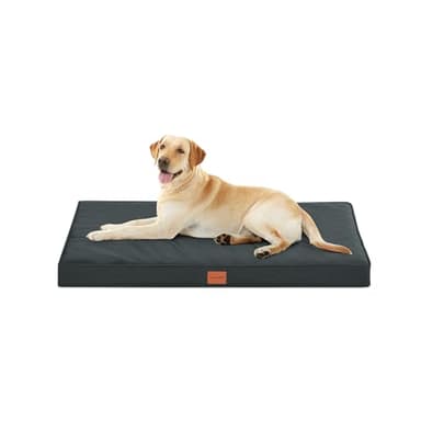 WAVVE Panier Chien Grande Taille, Coussin Chien Orthopedique et Dehoussable, Lit pour Chien Lavable, Fond Antidérapant Matelas Chien, 112 x 81 x 7.6 cm, Gris