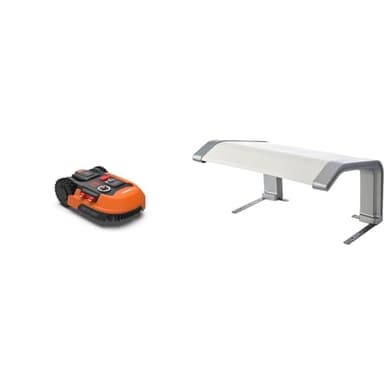 WORX - Pack LANDROID - 700m² - Tondeuse Robot connectée sans Fil LANDROID - WR167E + Extra [Garage Blanc - protège de la Pluie et du Soleil]