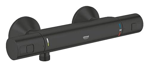 GROHE Precision Start Mitigeur Thermostatique Douche, Economie d'eau, Butée de Sécurité, Noir mat, 345942430