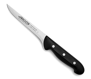 Arcos Couteau Désosseur Lame Acier Inoxydable Nitrum 160 mm. Couteau Professionnel pour Os et Viande. Manche Ergonomique Polypropylène. Série Maître. Couleur Noir