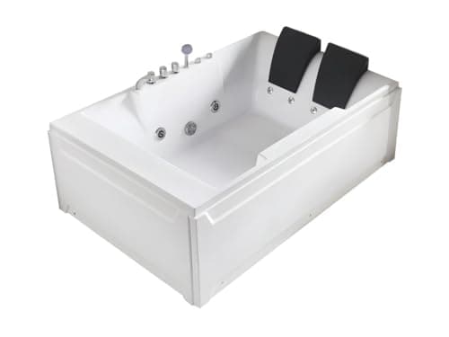Vente-unique - Baignoire balnéo - 2 places - 515 L - 182 x 122 x 62 cm - Angle droit - THALASSA