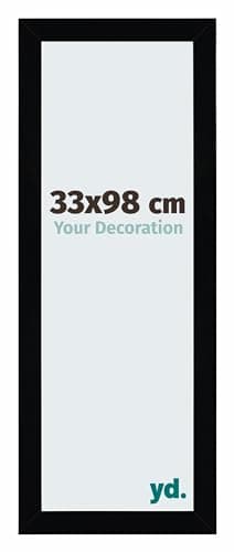 yd. Your Decoration - Cadre 33x98 cm - Cadres Photo en MDF Avec Verre acrylique - Anti-Reflet - Noir Brillant - Cadre Decoration Murale - Mura