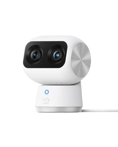 eufy Security Indoor Cam S350, caméra à Double Objectif, caméra de Surveillance 4K UHD avec Zoom × 8 et Rotation/Inclinaison 360°, idéale pour babyphone/caméra pour Animaux de Compagnie/sécurité