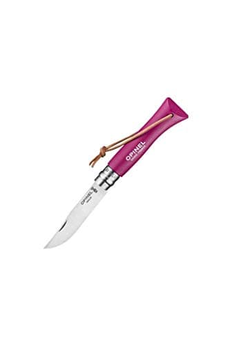 Opinel N°06 Couteau Framboise Avec Lien Cuir
