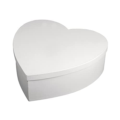 Rayher 67293102 Boîte Coeur en paper mâché, FSC Rec 100%, Blanc