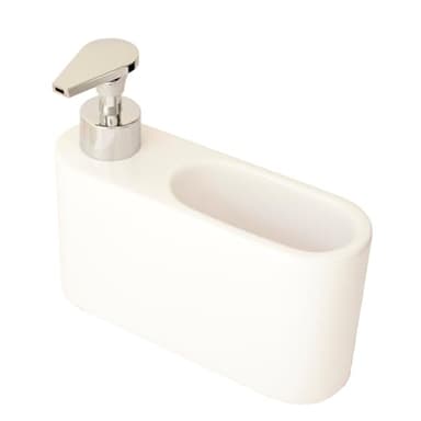 KOOK TIME Distributeur Liquide Vaisselle Porte Eponge pour Cuisine | Distributeur Savon Liquide pour Les Mains avec Espace Porte éponge | Porte Savon Cuisine | Matériel: céramique | Couleur: Blanc