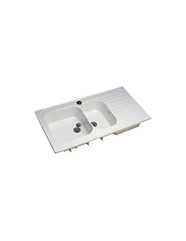 FRANKE - Evier blanc Romans 120x60 à poser 2 cuves - 1 égouttoir