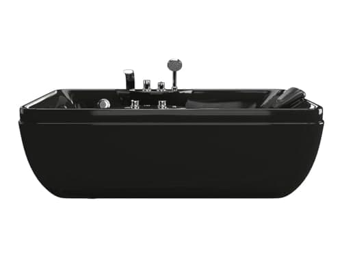 Vente-unique - Baignoire balnéo noire - 1 place - 140L - 150 x 75 x 54,5 cm - Angle gauche - GAVINO