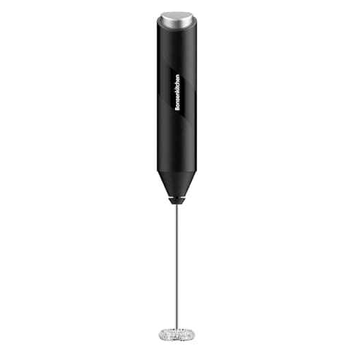 Bonsenkitchen Mousseur à Lait Electrique, Mousseur à Lait en Acier Inoxydable, Fonctionne à Piles, Melangeur Puissant pour Café, Latte, Cappuccino, Matcha
