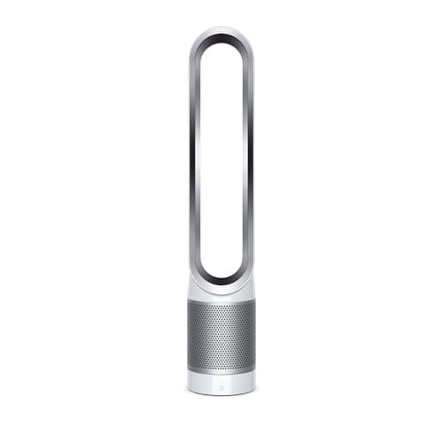 Dyson Pure Cool TP00 – Purificateur Ventilateur Tour sans pales, 10 Vitesses, 434 L/s, Filtre HEPA 360°, capte 99,95 % Particules, Blanc/Argent