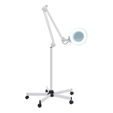 LED Lampe Loupe sur Pied 24W Lampe Esthetique Professionnel 5X Loupe Eclairante avec roulettes et Bras Réglable Pivotant,pour Salon de Beauté, Lire, Coudre, Tricoter