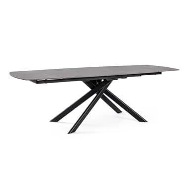 Decor Space Table extensible Joakim en grès cérame et bois mangue 160-240x90 (Noir)