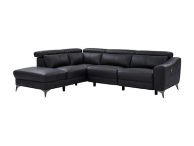 Vente-unique - Canapé d'angle Gauche Relax électrique en Cuir Noir FORLO