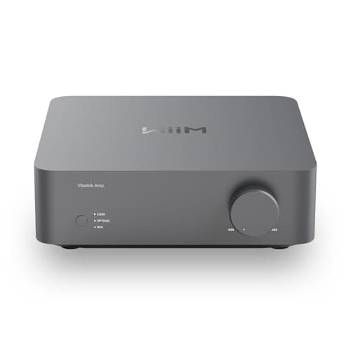 WiiM Vibelink Amp | Amplificateur de Puissance 100W avec DAC ESS 9039Q2M Haut de Gamme et TI TPA3255 | Compatible avec WiiM Mini, Pro, Pro Plus et Ultra | Entrées RCA, Coax et Optique | Gris Espace